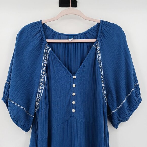 Old Navy Crinkle Crepe Maxi Swing Dress Blue Size Large - Picture 4 of 12